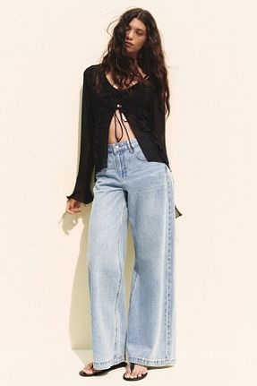 شلوار جین آبی زنانه پاچه گشاد H&M - کد 947384546