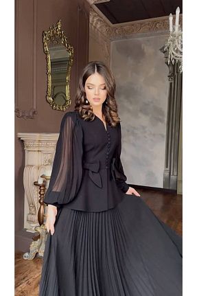 ست بالاتنه و پائین تنه مشکی زنانه بافتنی guller tekstil - کد 947475633
