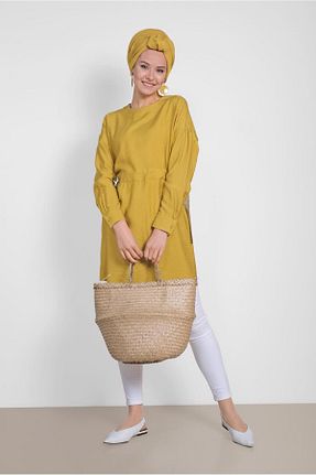 تونیک حجاب زرد زنانه بافتنی Alvina - کد 874941403