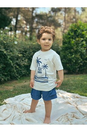 ست بالاتنه و پائین تنه آبی بچه گانه بافت Tarkito Baby - کد 934258689