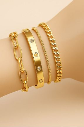 دستبند جواهر طلائی زنانه روکش طلا X-Lady Accessories - کد 78367229