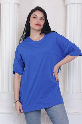 تیشرت سرمه ای زنانه اورسایز Tight Lady - کد 743943036