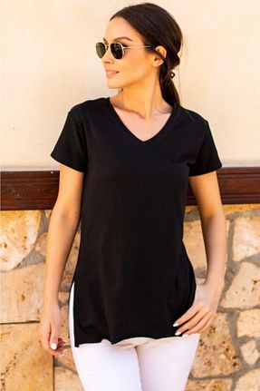تیشرت مشکی زنانه Asimetrik Tight Lady - کد 635019979