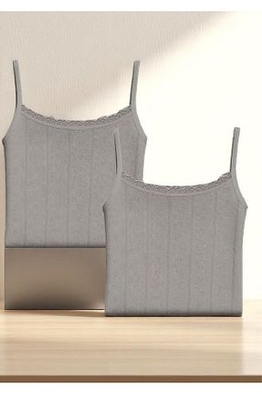 رکابی طوسی زنانه %100 پنبه QKK - کد 945649486