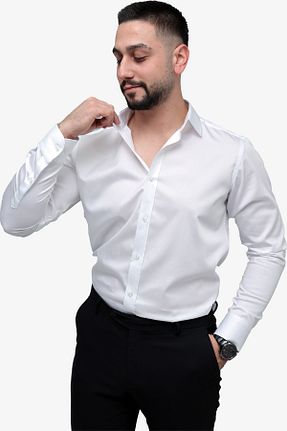 پیراهن سفید مردانه اسلیم فیت MD1974 - کد 801469386