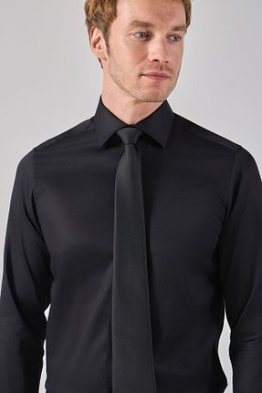 پیراهن مشکی مردانه یقه کلاسیک Paşahan - کد 31735574