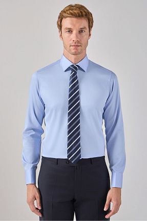 پیراهن آبی مردانه یقه کلاسیک Paşahan - کد 3758315