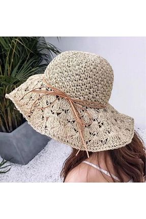 کلاه بژ زنانه حصیر Axesoire - کد 934470364