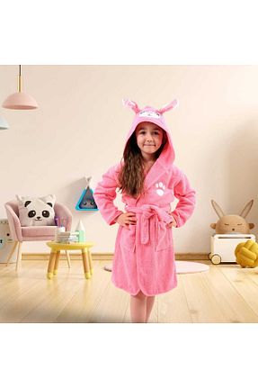 حوله پالتوئی نوزاد و کودک صورتی بچه گانه پنبه ای VELROBE - کد 777681644