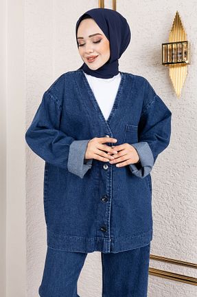 ست بالاتنه و پائین تنه حجاب آبی زنانه رگولار Tesettür Dünyası - کد 892330069