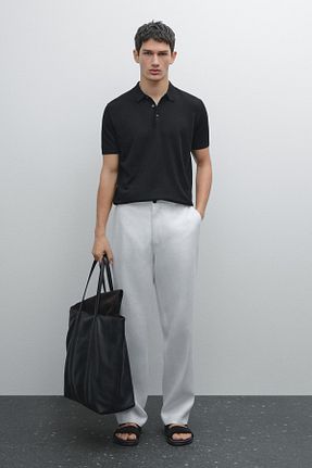 پولوشرت مشکی مردانه پنبه ای Massimo Dutti - کد 645455368