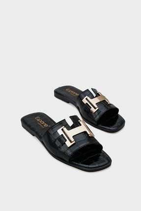 دمپائی مشکی زنانه چرم مصنوعی Capone Outfitters - کد 832102277