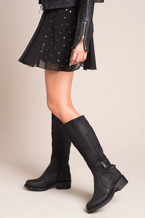 چکمه مشکی زنانه چرم مصنوعی Fox Shoes - کد 991302