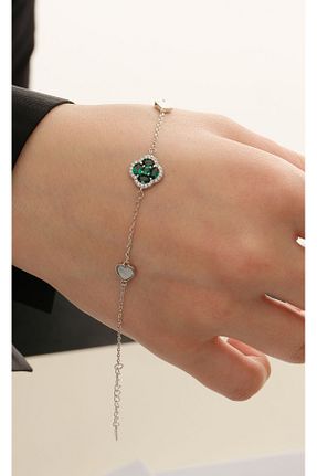 دستبند نقره سبز زنانه 925 عیار Söğütlü Silver - کد 871064402