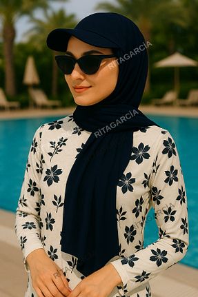 کلاه شنای حجاب سرمه ای زنانه Ritagarcia - کد 931992949