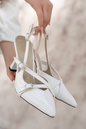 کفش پاشنه بلند کلاسیک سفید زنانه چرم لاکی nope21shoess - کد 937366792