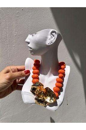 گردنبند جواهر نارنجی زنانه برنجی Gözde Tasarım Butik - کد 938169477