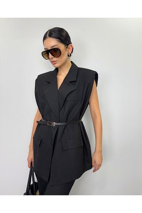 جلیقه مشکی زنانه اورسایز DEQ FASHION - کد 900428235