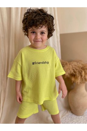 ست بالاتنه و پائین تنه زرد بچه گانه بافت MiaBaby - کد 824235900