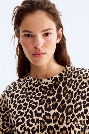 تیشرت بژ زنانه اورسایز H&M - کد 927783763