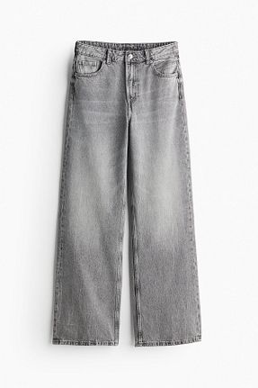 شلوار جین طوسی زنانه پاچه گشاد H&M - کد 858375242
