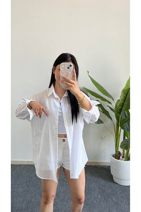 پیراهن سفید زنانه اورسایز Shiron Sportswear&Company - کد 929992311