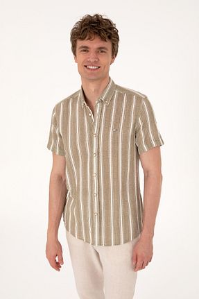 پیراهن سبز مردانه یقه دکمه دار U.S. Polo Assn. - کد 945577246