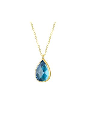 گردنبند طلا فیروزه ای زنانه 14 عیار GOLDKUPE - کد 945829766