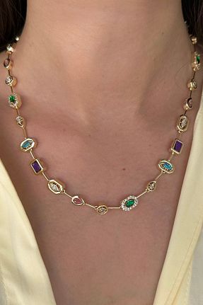 گردنبند جواهر زرد زنانه روکش طلا Okko Store - کد 945759211