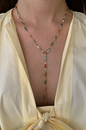 گردنبند جواهر رنگی زنانه سنگ Okko Store - کد 945762394