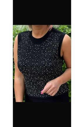 بلوز مشکی زنانه اسلیم فیت atom butik - کد 945942015