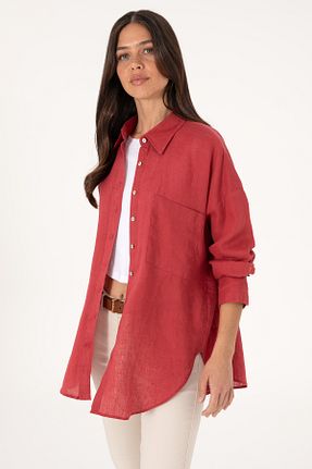 پیراهن قرمز زنانه یقه کلاسیک U.S. Polo Assn. - کد 946050374