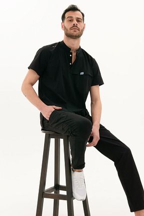 ست بالاتنه و پائین تنه مشکی مردانه بافتنی AG SİLVER - کد 946288212