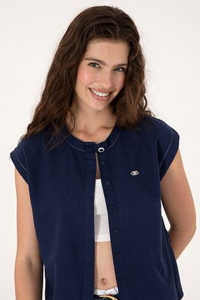 پیراهن سرمه ای زنانه یقه پیراهنی U.S. Polo Assn. - کد 946118503