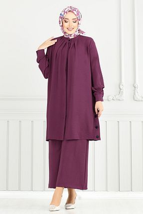 ست بالاتنه و پائین تنه بنفش زنانه بافتنی ModaMerve - کد 946351892