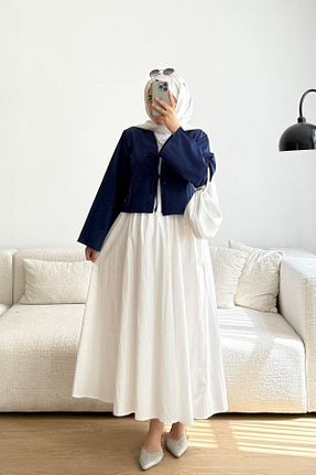 پیراهن حجاب سرمه ای زنانه رگولار Giyim Gezegeni - کد 946255557
