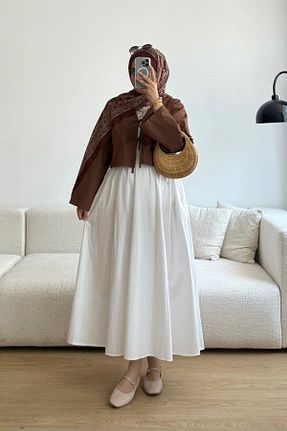 پیراهن حجاب قهوه ای زنانه رگولار Giyim Gezegeni - کد 946255369