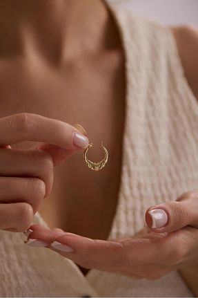 گوشواره طلا سبز زنانه 14 عیار Tufanlar Kuyumculuk - کد 946373330
