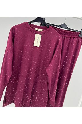 ست بالاتنه و پائین تنه زرشکی زنانه بافتنی ALLMİRA FASHION - کد 946590719