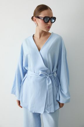 کیمونو و کافتان آبی زنانه %100 پنبه Laluvia - کد 946610803