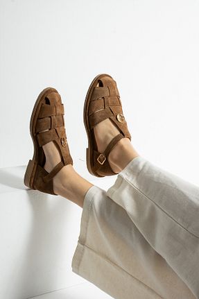 صندل قهوه ای زنانه پاشنه تخت Siena Shoes - کد 946666166