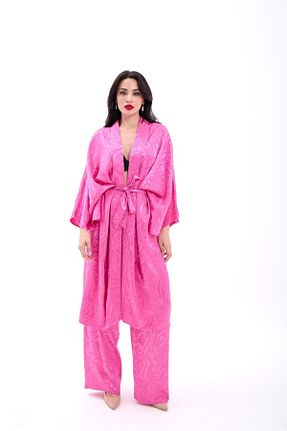 کیمونو و کافتان صورتی زنانه ابریشم Enie - کد 946667358