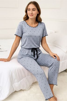 ست لباس راحتی آبی زنانه طرح دار DOFİ - کد 946666088