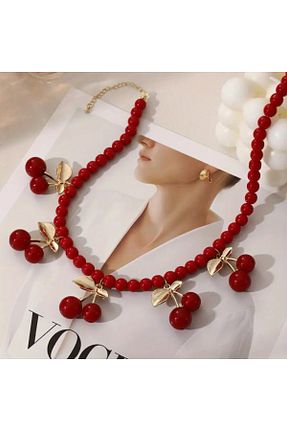 گردنبند جواهر زرشکی زنانه منجق byozanyılmaz - کد 946686146