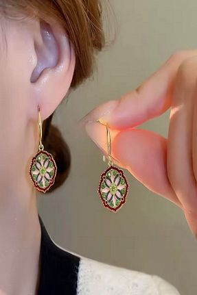 گوشواره جواهر طلائی DEMOKAN - کد 946707098