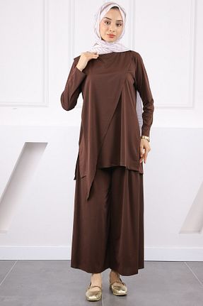 ست بالاتنه و پائین تنه حجاب قهوه ای زنانه رگولار İmajButik - کد 946727511
