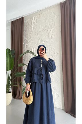 ست بالاتنه و پائین تنه حجاب سرمه ای زنانه رگولار Alhabb - کد 946739178