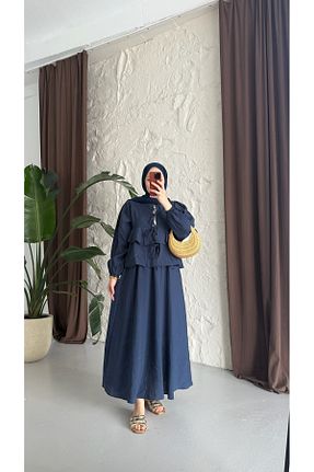 ست بالاتنه و پائین تنه حجاب سرمه ای زنانه رگولار Alhabb - کد 946739178