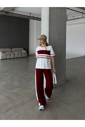 ست بالاتنه و پائین تنه زرشکی زنانه بافتنی OTAKU - کد 946748153