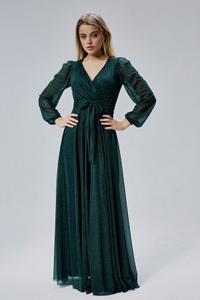 لباس مجلسی و فارغ التحصیلی خاکی زنانه توری HELVEYS - کد 947186143